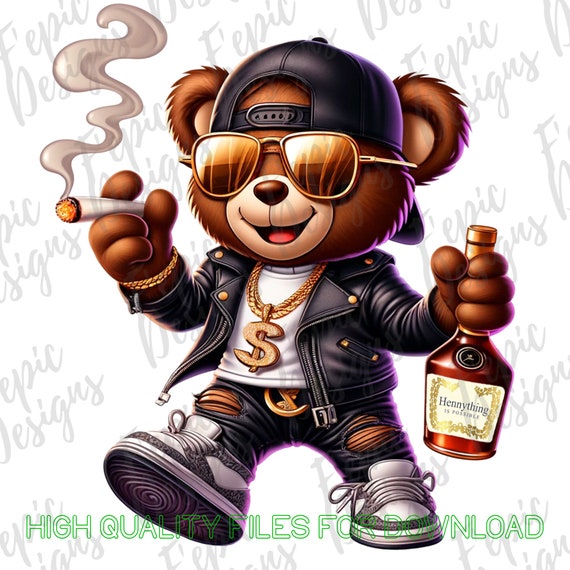 Hip Hop Graffiti Bear Cartoon- Digital Download PNG, JPEG