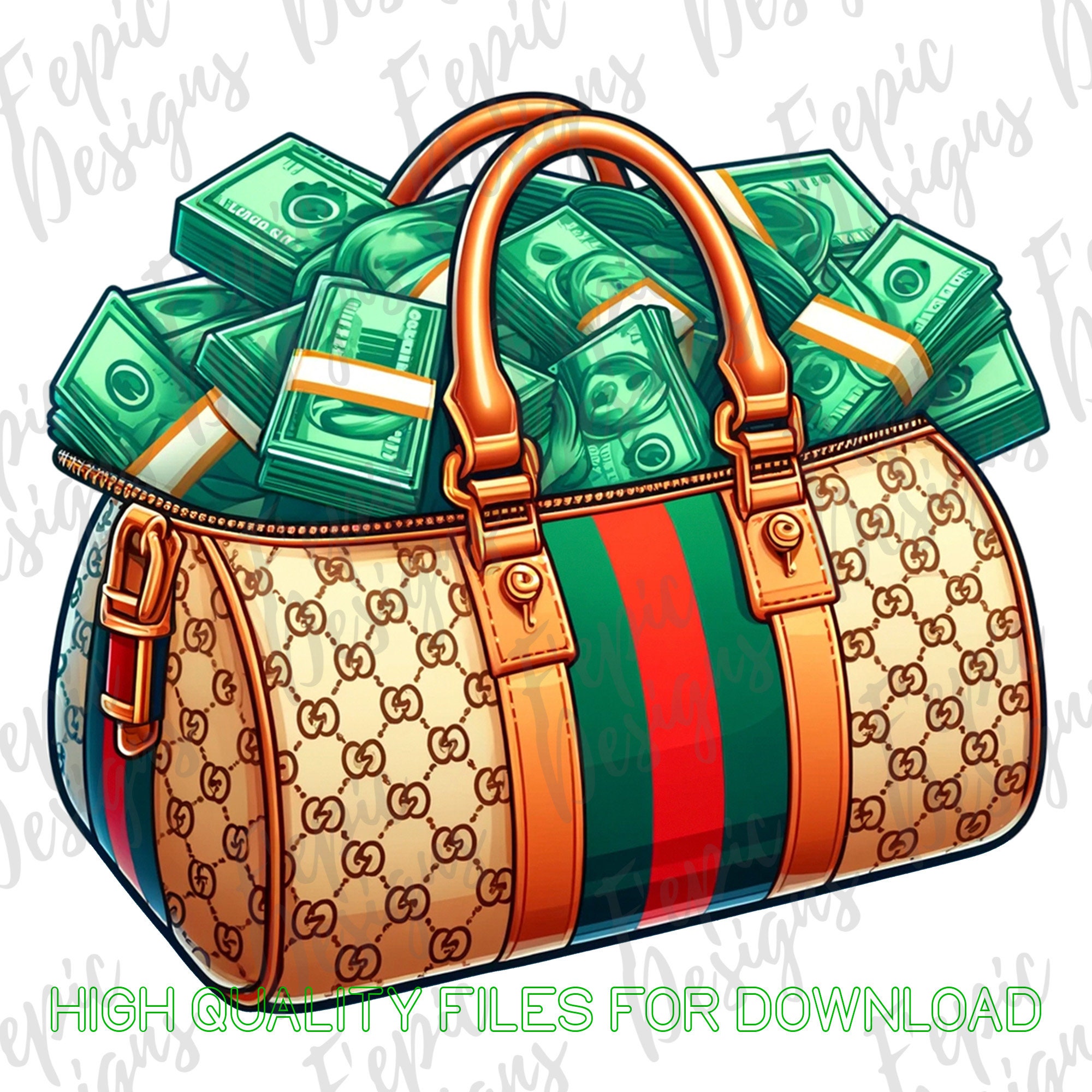 Money Bag Illustration Cartoon Luxury Bag Digital Download PNG JPEG Get the Bag Great for T shirt Designs and More Designer Bag Etsy