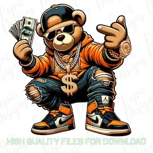 Graffiti Orange and Black Hip Hop Teddy Bear, Trendy Teddy Bear ...
