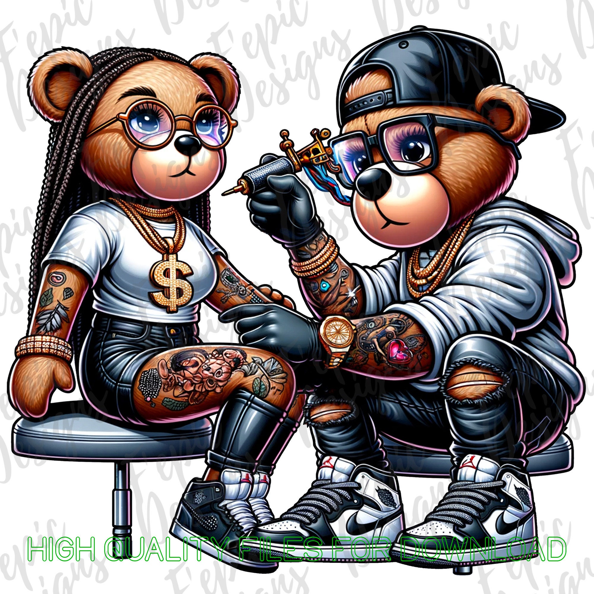 Graffiti Hip Hop Teddy Bear Tattoo Artist, Trendy Teddy Bear, Digital ...