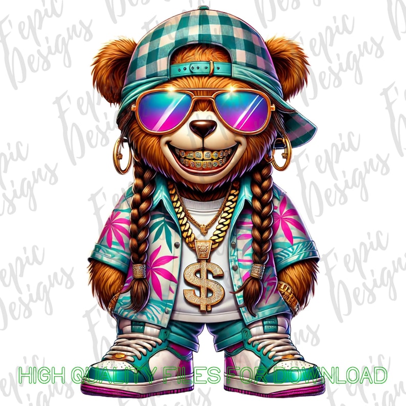 Hack Raper Bear Hip Hop Teddy Bear Clipart: Rapper Chick PNG, JPEG (digital Download ...
