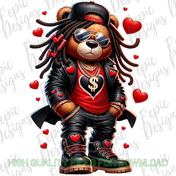 Hip Hop Teddy Bear Graffiti Art: Valentine Dready Bear (Digital Download)