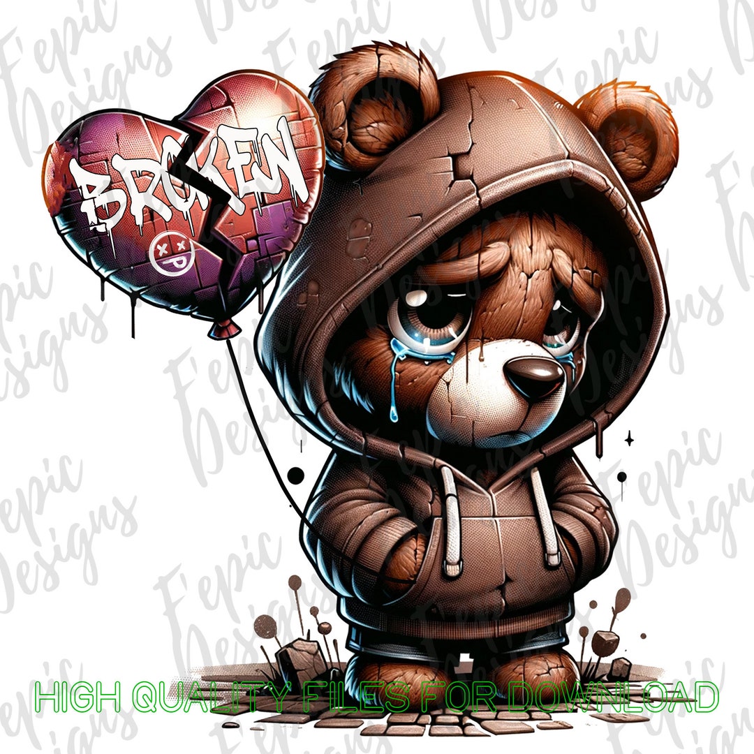 Broken teddy bear hoodie hotsell