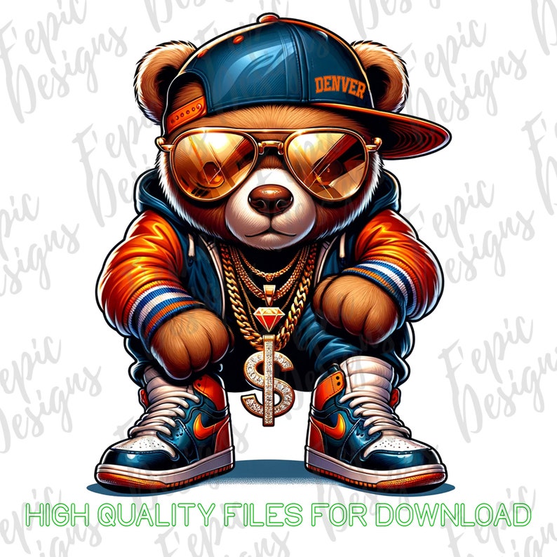 Hip Hop Graffiti Teddy Orange Blue White, Digital Download, Teddy Bear ...