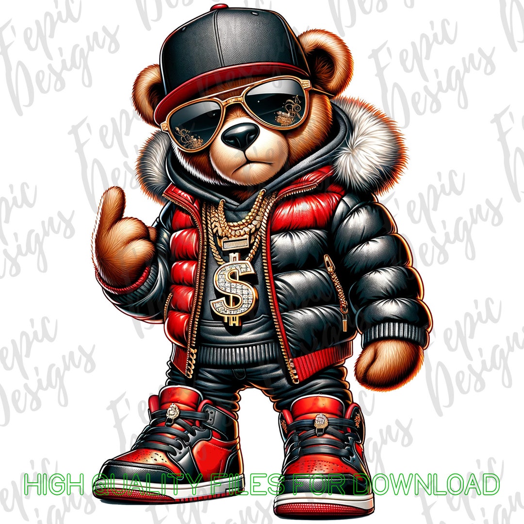 Hack Raper Bear Graffiti Hip Hop Teddy Bear, Red Black Rapper Design (digital Download ...