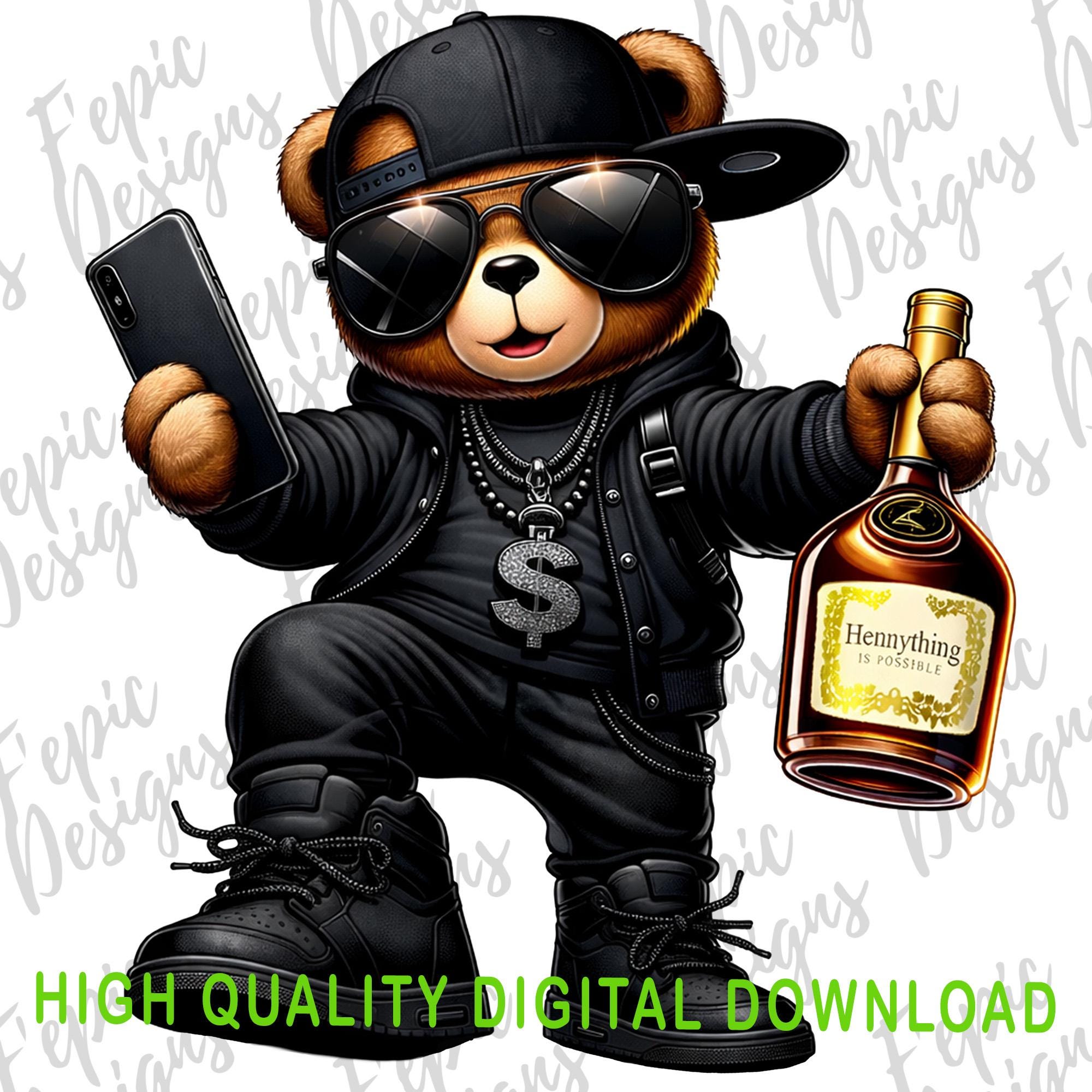 Hip Hop Graffiti Bear Cartoon- Digital Download PNG, JPEG