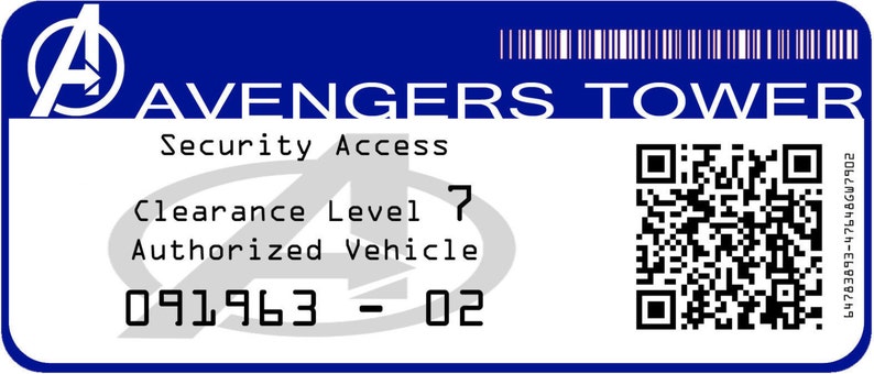 vinyl car decal *authorized vehicle* Marvel Avengers Tower