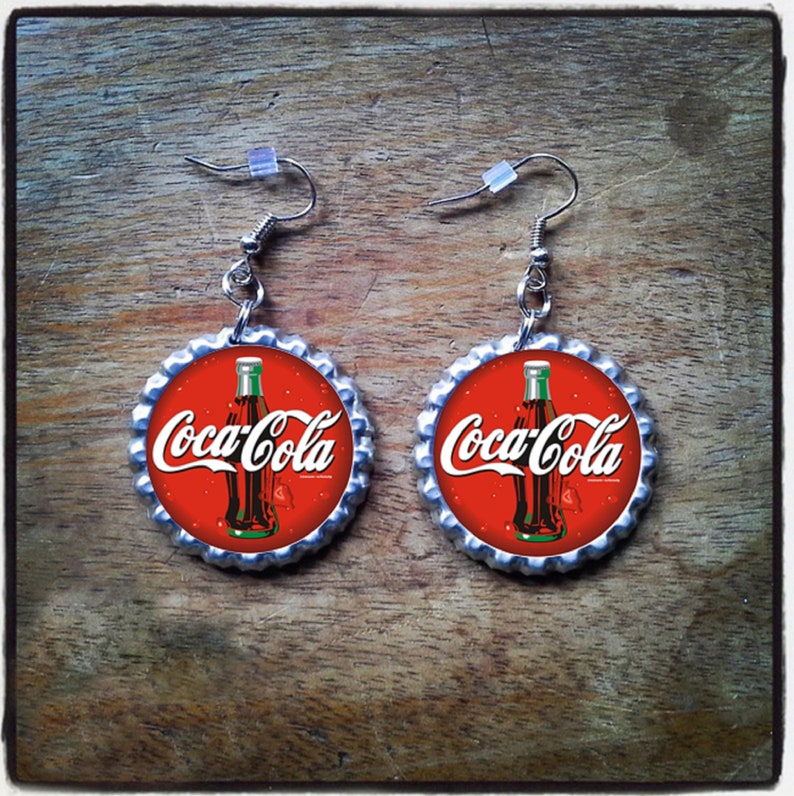 Coca-Cola Bottle Cap Earrings Necklace /& Key Ring