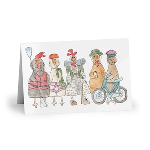 Cartes de voeux aquarelles de poulets