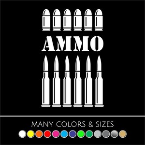 Bullet / Ammo Decals Set of 12 – Die‑Cut Vinyl Decals for Car, Truck, Laptop, Bumper – Many Colors