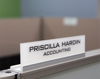 Modern Personalized Office Cubicle Name Plate & Sign - Frosted White