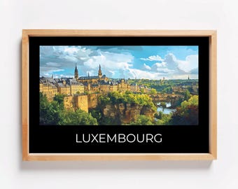 Luxembourg Cityscape Art Print – Panoramic Travel Poster, European Wall Art, Housewarming Gift
