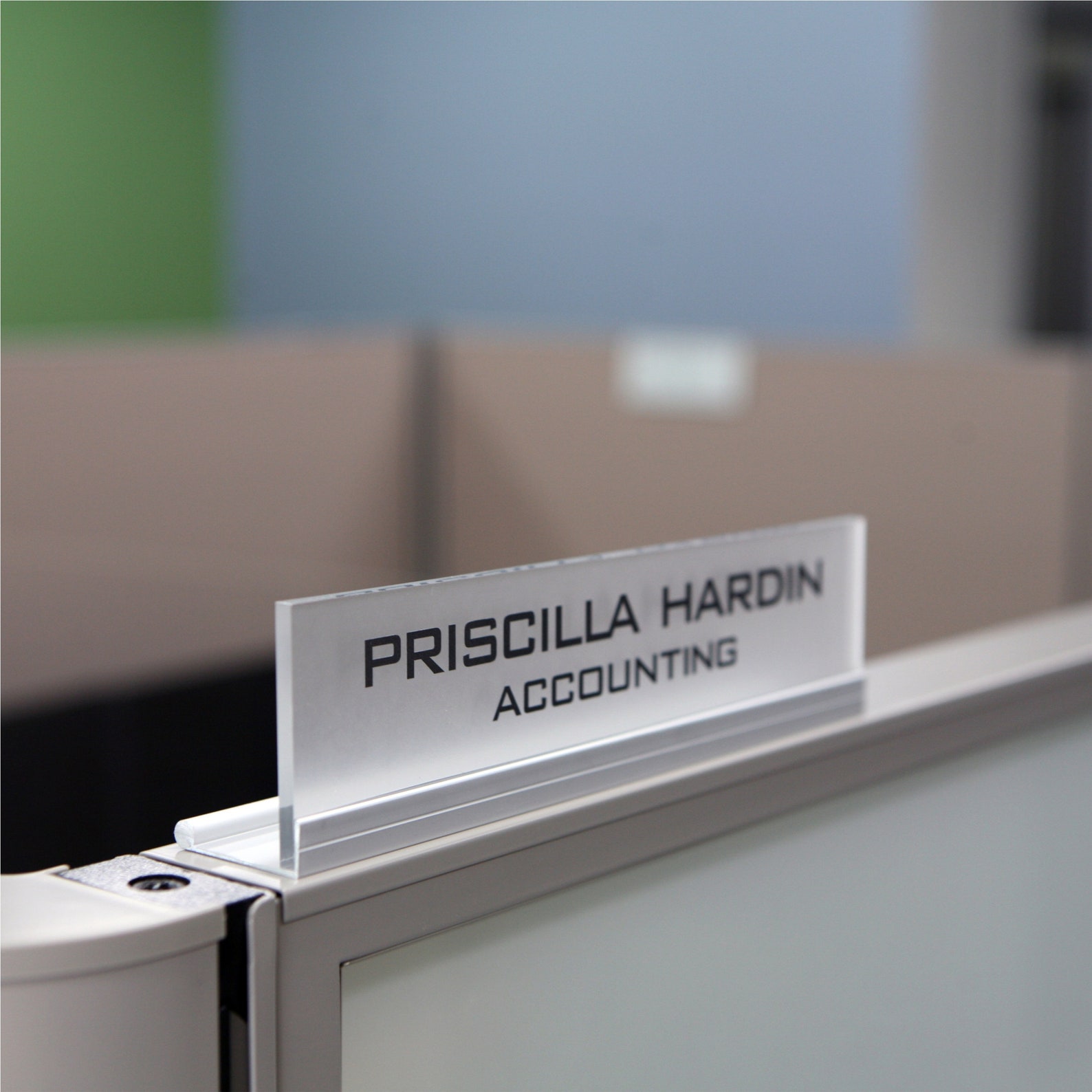 Modern Personalized Office Cubicle Name Plate & Sign - Frosted ...