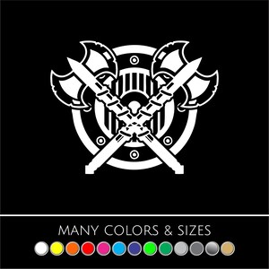 Viking Axe and Shield Sticker - Vinyl Decal, Sticker, Pegan, Odin, Norse, Scandinavian, Norway, Rune, Car, Bumper - Many Sizes and Colors