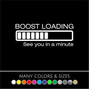 May include: Black background with white text and a loading bar graphic. The text reads "BOOST LOADING" above the bar and "See you in a minute" below. The bottom of the image says "MANY COLORS & SIZES" with a color palette.