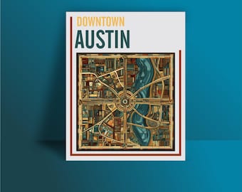 Austin City Map Print – Downtown Austin Texas Map Poster | ATX Wall Art Travel Gift, Travel Art Print, Travel Gift, Housewarming Gift
