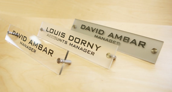 Personalized Office Desk Sign Name Plate Modern Stainless Etsy