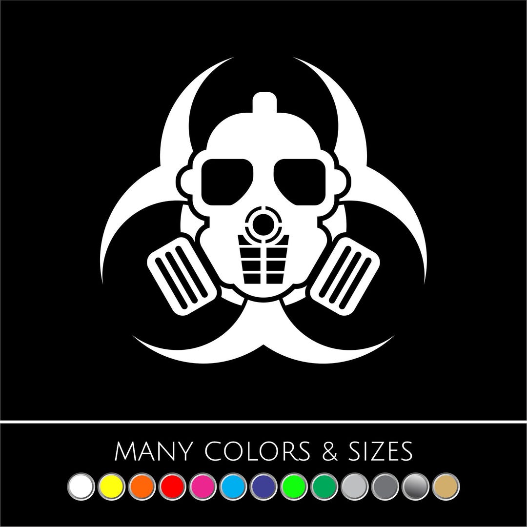 Zombie Outbreak Skull Gas Mask Bio Hazard Vinyl Sticker Decal