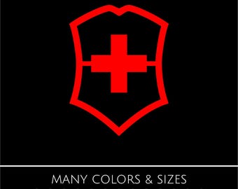 Swiss Army Vinyl Decal – Swiss Cross Sticker for Car, Window, Laptop • Many Sizes & Colors
