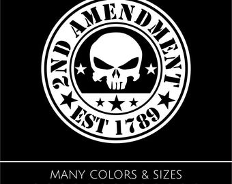Second Amendment Skull Flag Vinyl Decal – USA Patriotic Sticker for Car, Truck, Laptop & Window – Many Sizes and Colors