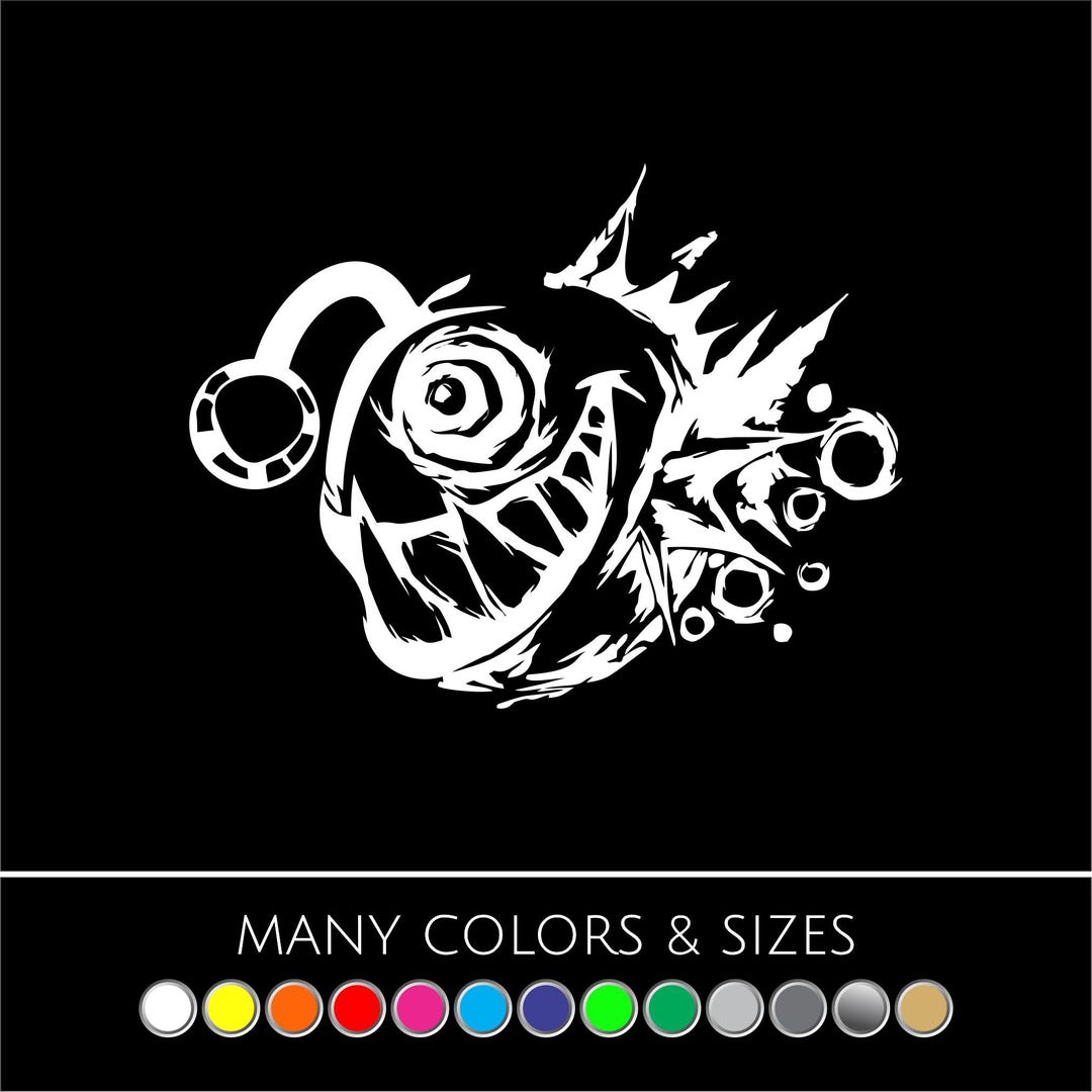 Anglerfish Monster Vinyl Decal | Deep Sea Horror Fish Sticker | Car ...