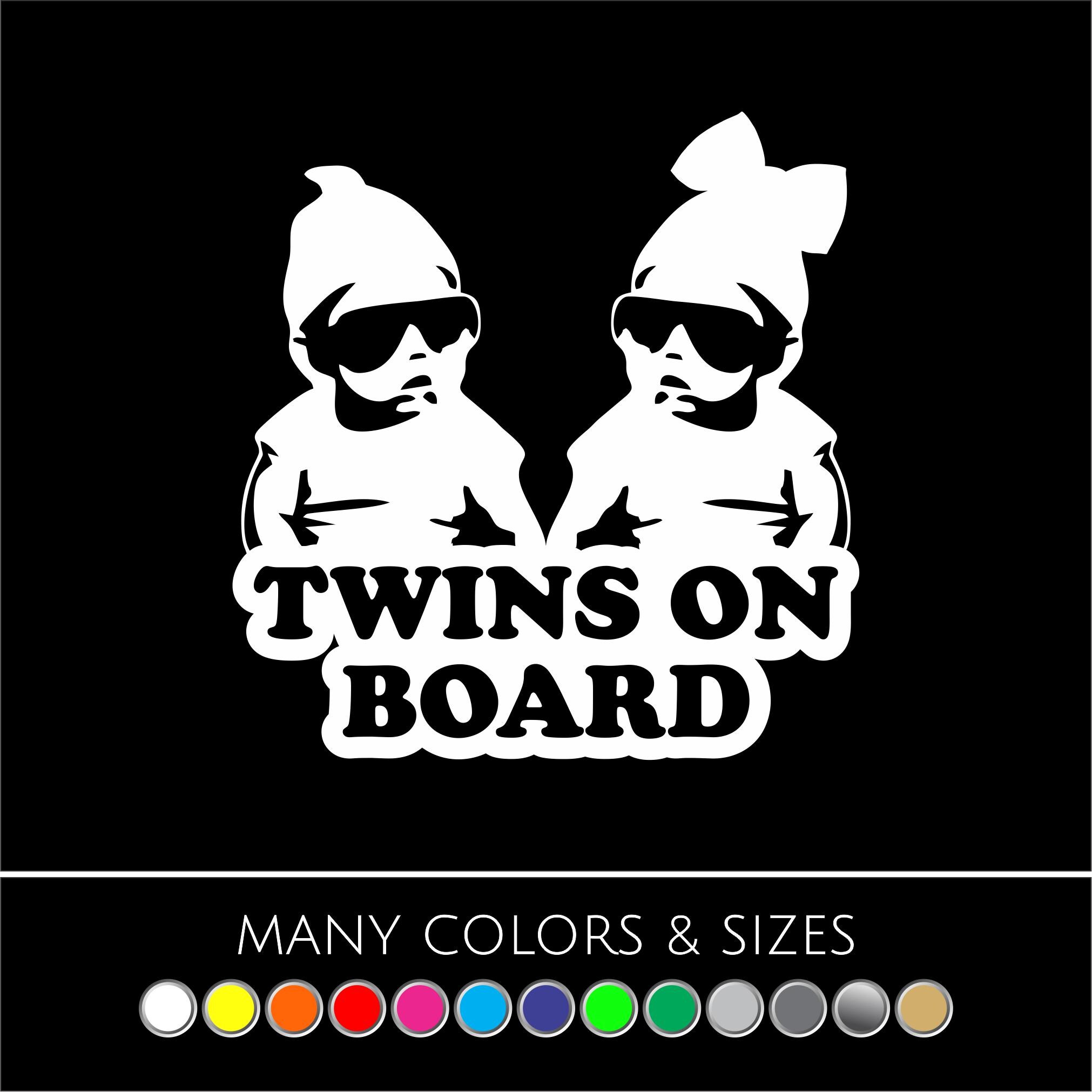 Twins On Board Car Sign – Yellow Suction Cup, Baby On Board Style, Made In UK