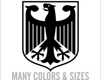 Pack of 3 Stickers) German Coat of Arms Germany Flag Shield Black Borders  Vinyl Decal Bumper Sticker 4” X 5” 