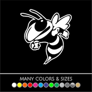 Hornet Bee Sticker - Vinyl Decal, Car, Laptop, or Window, Custom Logo Sticker, Waterproof Vinyl for Outdoors - Many Sizes and Colors