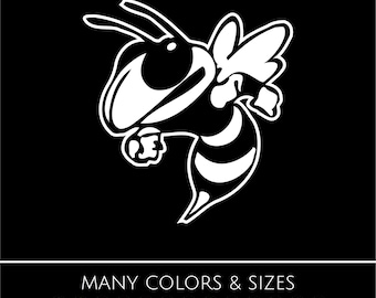 Hornet Bee Sticker - Vinyl Decal, Car, Laptop, or Window, Custom Logo Sticker, Waterproof Vinyl for Outdoors - Many Sizes and Colors