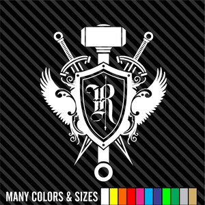 Custom Initial Crest Shield Wall Decal - Last Name Initial - Vinyl Decal - Wall Art - Decal - Multiple Sizes and Colors.