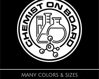 Chemist On Board Vinyl Decal – Waterproof Science Sticker for Car, Lab, Window, Laptop – Gift for Chemists