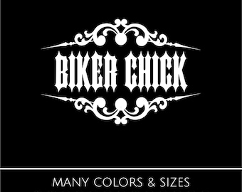 Biker Chick Sticker - Decal, Motorcycle, Car, Truck, Window, Laptop, Vinyl Sticker, Choice of Colors