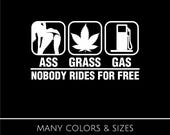 thumbnail interactive-video image 1 of Warning Gas Grass Or Ass No Free Rides Window Decal Sticker – Printed & Laminated, Glossy, Tagzs 1 of 5