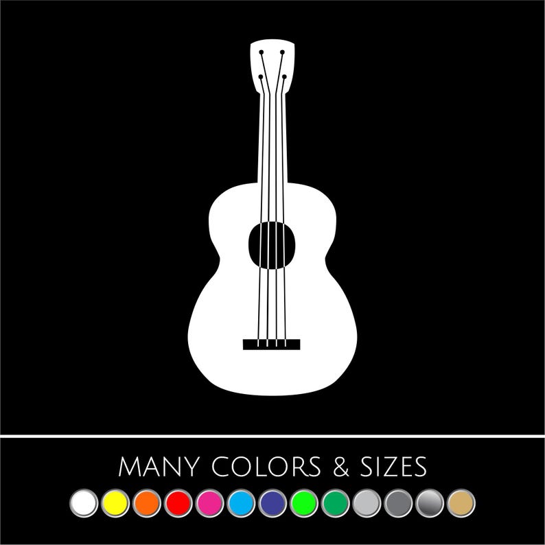Guitar Sticker - Musical Instrument, Music, Wall Sticker, Decal, Room Decor, Car, Laptop Decal - Choice of Colors and Sizes image 1
