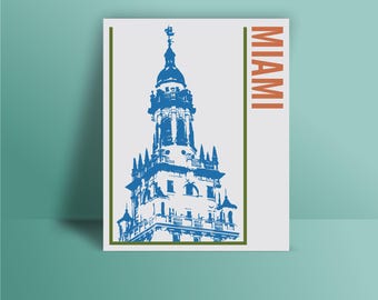 Miami print, Poster, Wall art, Miami , Miami skyline, City poster, Typography art Home Decor