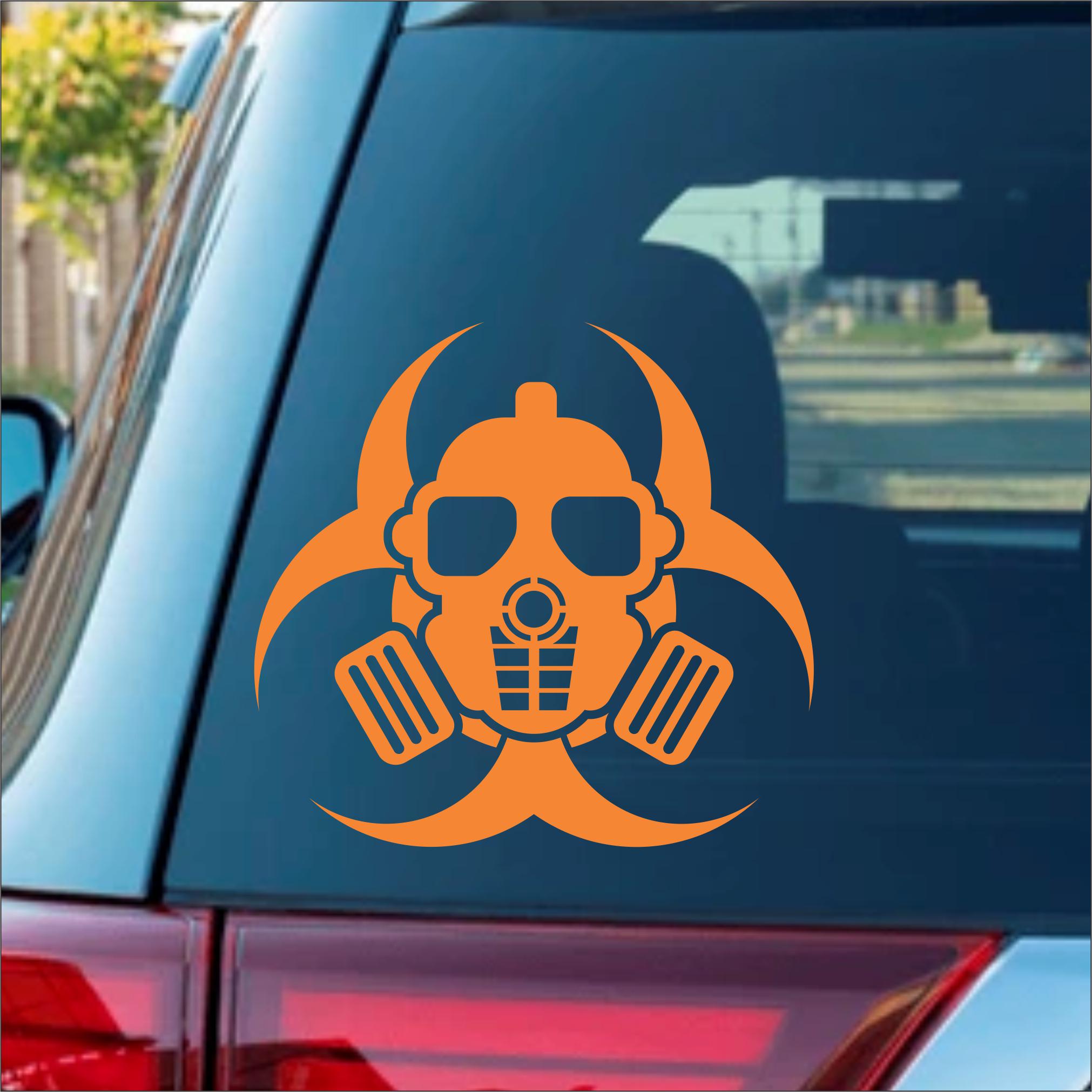 Zombie Outbreak Skull Gas Mask Bio Hazard Vinyl Sticker Decal