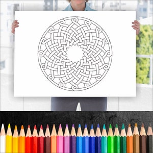 Huge Coloring Poster - Floral Mandala - Coloring Poster that can be Framed