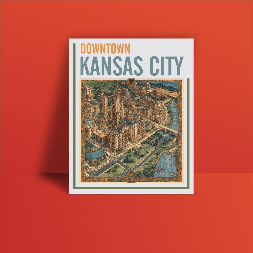 Kansas City Downtown Map Print – Vintage City‑map Wall Art, Missouri ...