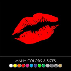 Lips Kiss Decal Sticker – Car and Laptop Vinyl Decal – Many Colors and Sizes – Die Cut Kiss Lips Design