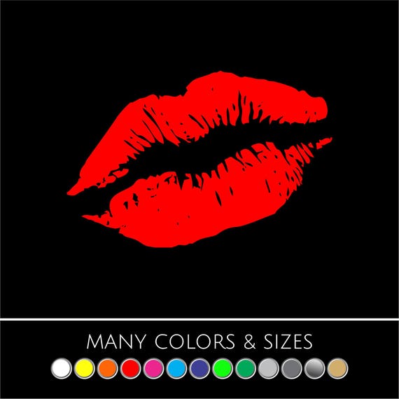 Lips Kiss Decal Sticker – Car and Laptop Vinyl Decal – Many Colors