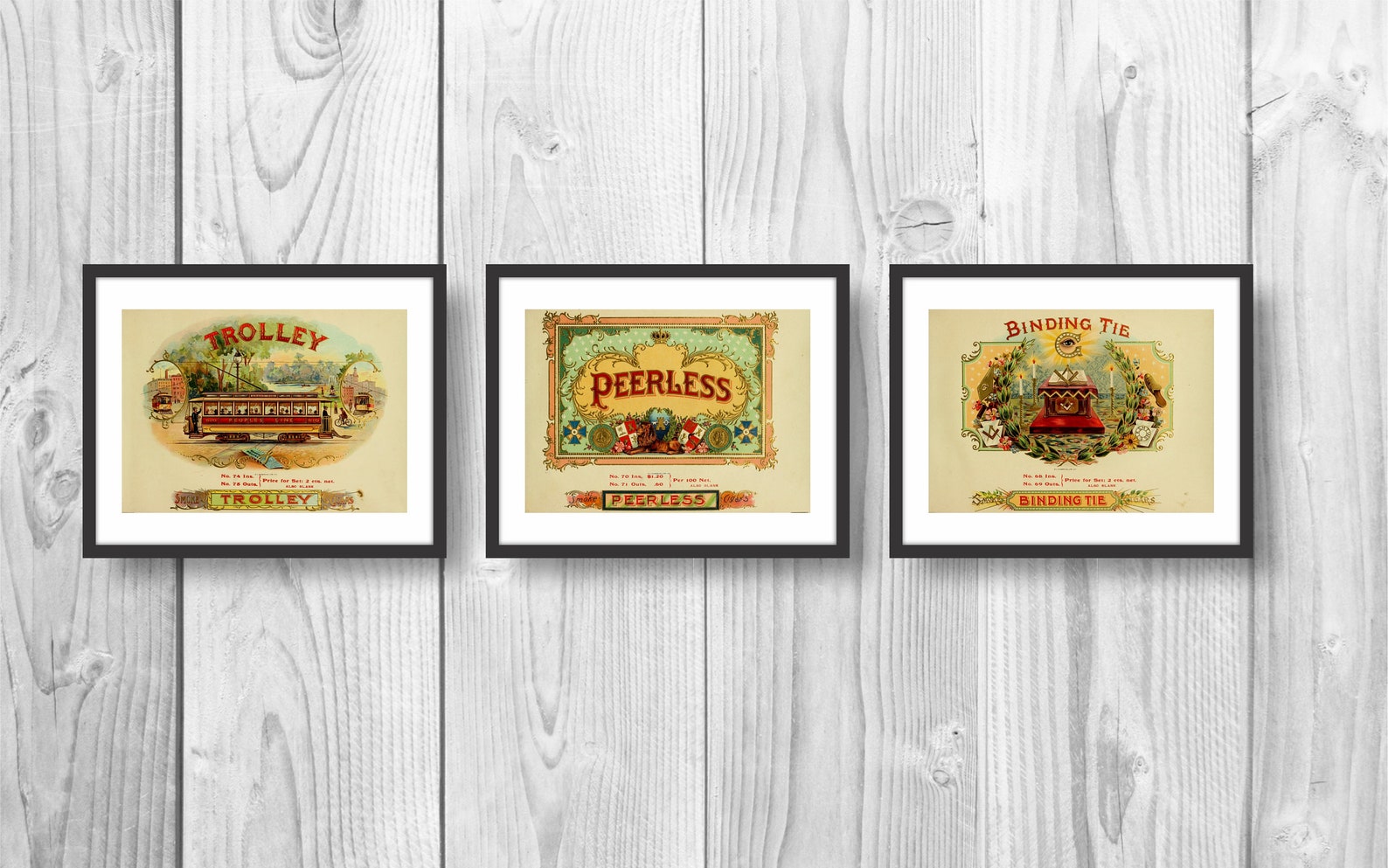 cigar box label set of 3 posters high quality art print etsy