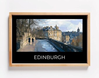 Edinburgh Cityscape Art Print – Watercolor Painting of Royal Mile, Scotland Wall Decor, Travel Gift, European City Poster