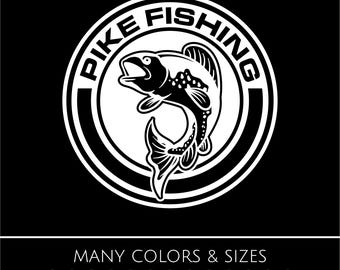Pike Fishing Vinyl Decal – Waterproof Pike Sticker for Car, Window, Boat, Gear – Angler Gift - Many Colors and Sizes
