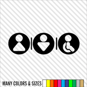 Restroom Vinyl Decal Sign, Bathroom Door Decal II - Choice of Sizes and Colors