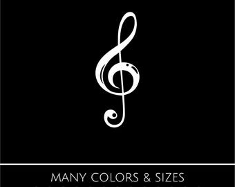 Treble Clef Music Note Vinyl Decal – Car, Truck, Wall, Laptop Sticker – Multiple Sizes & Colors