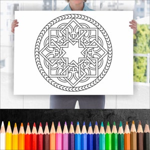 Huge Coloring Poster - Floral Mandala - Coloring Poster that can be Framed
