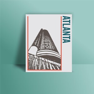 Atlanta print, Poster, Wall art, cityscape, Atlanta Georgia skyline, City poster, Typography art Home Decor