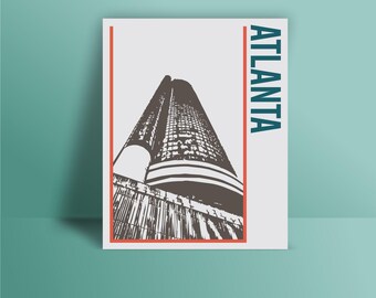 Atlanta print, Poster, Wall art, cityscape, Atlanta Georgia skyline, City poster, Typography art Home Decor