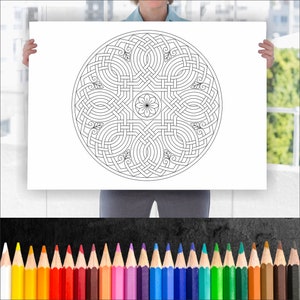 Huge Coloring Poster - Floral Mandala - Coloring Poster that can be Framed