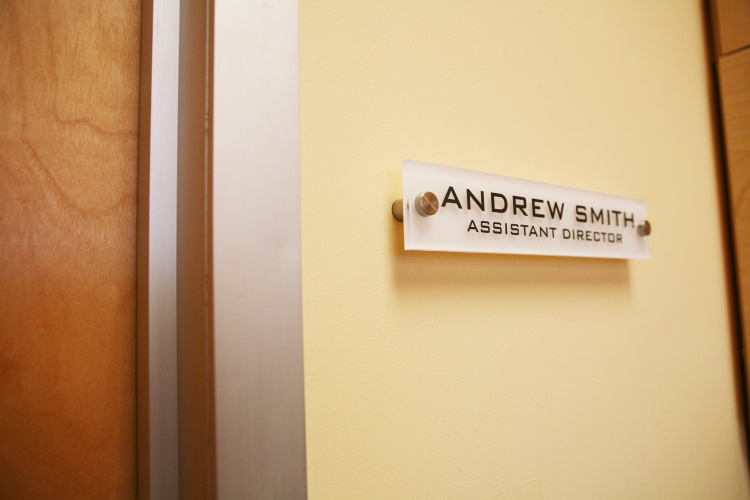 Personalized Office WALL SIGN Name Plate. Modern Stainless Steel Legs…